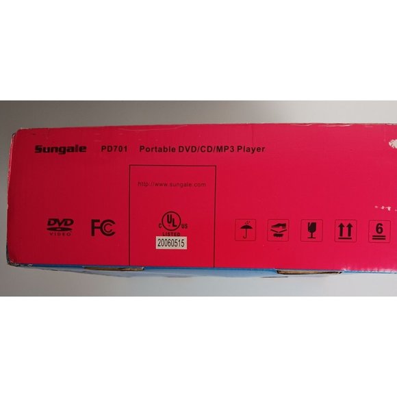 Sungale Portable DVD CD Mp3 Player PD701 Remote Control AC DC AV Cable NOS - Picture 5 of 10